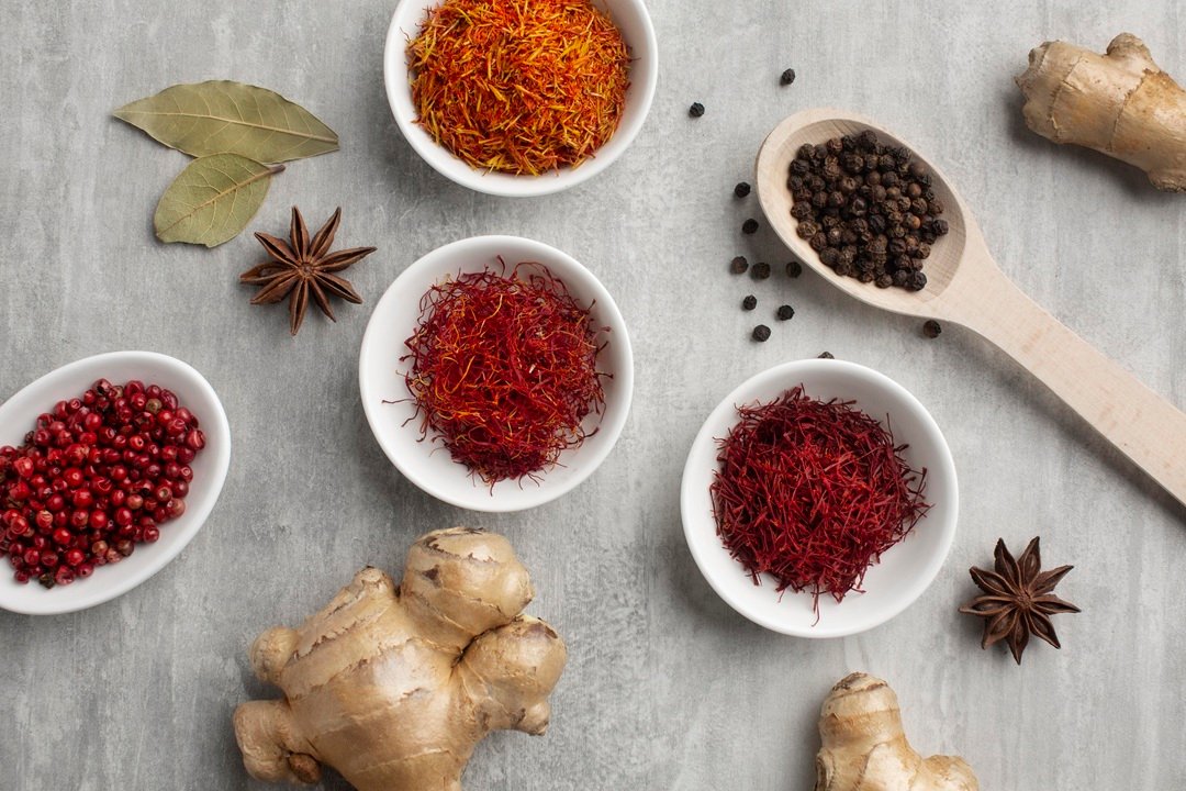 top-view-saffron-other-spices-still-life-composition